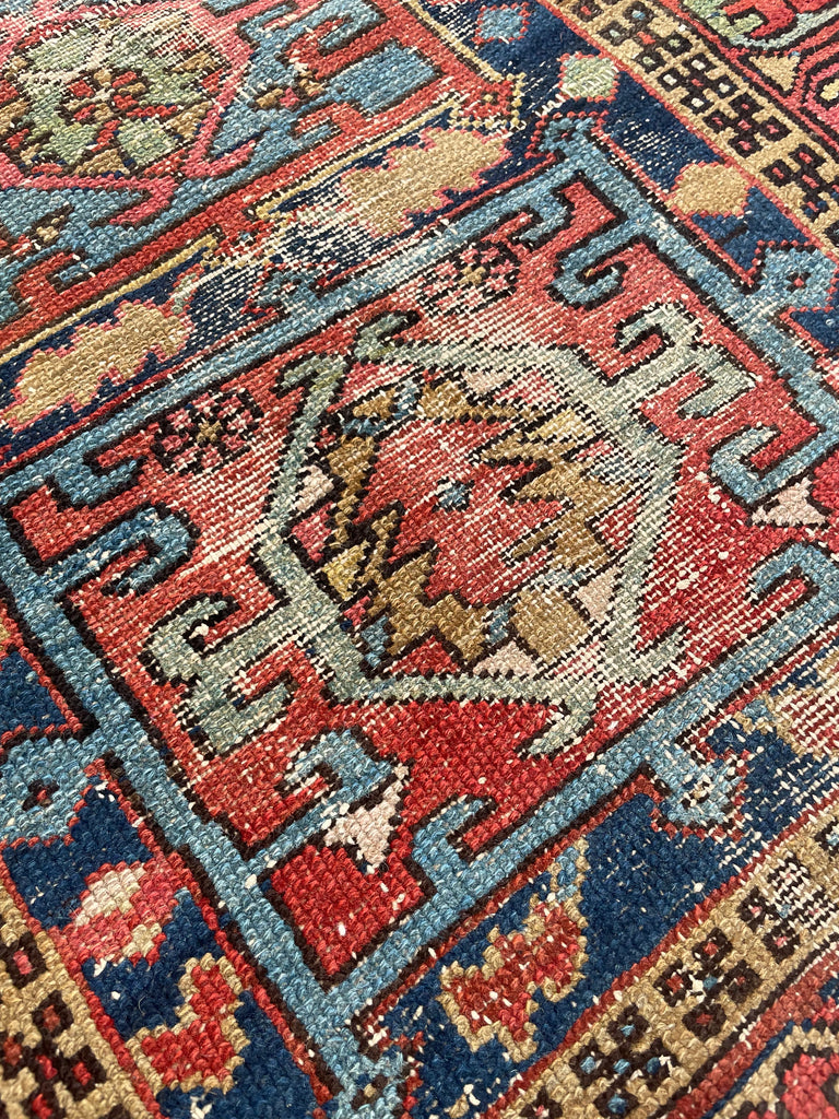 FUNKY Boxed Tri-Medallion Antique Persian Northwest Karaja | Lovely Muted Dyes | 3.1 x 4.2