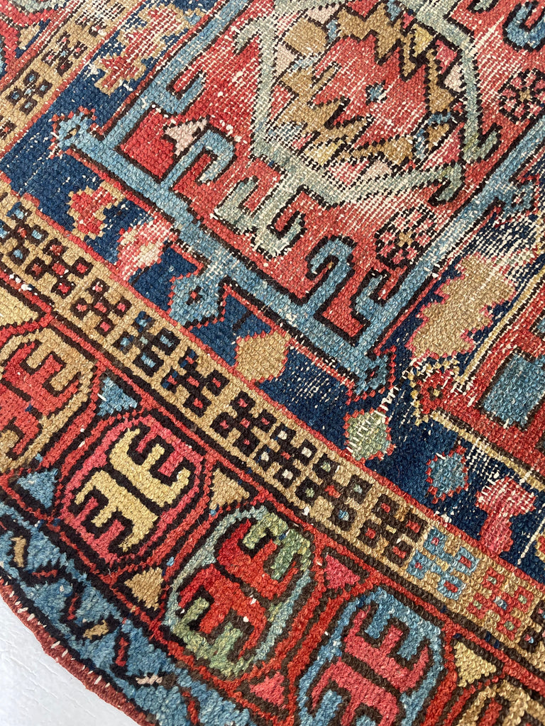 FUNKY Boxed Tri-Medallion Antique Persian Northwest Karaja | Lovely Muted Dyes | 3.1 x 4.2