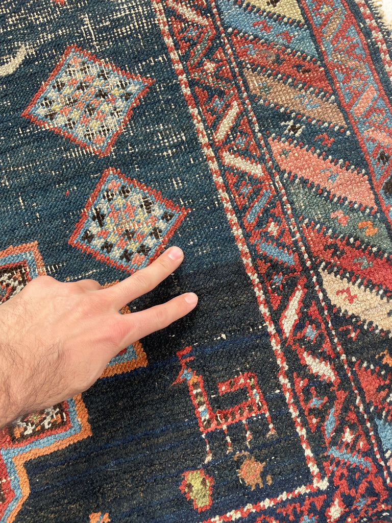 SOLD | STUNNING Moody Antique Afshar Inspired by Horse Saddle Designs | HORSE LOVER'S RUG | 3.3 x 4.4