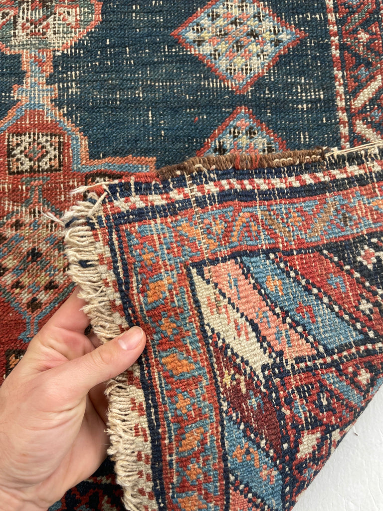 SOLD | STUNNING Moody Antique Afshar Inspired by Horse Saddle Designs | HORSE LOVER'S RUG | 3.3 x 4.4