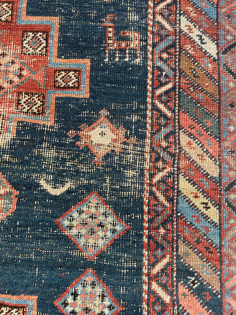 SOLD | STUNNING Moody Antique Afshar Inspired by Horse Saddle Designs | HORSE LOVER'S RUG | 3.3 x 4.4
