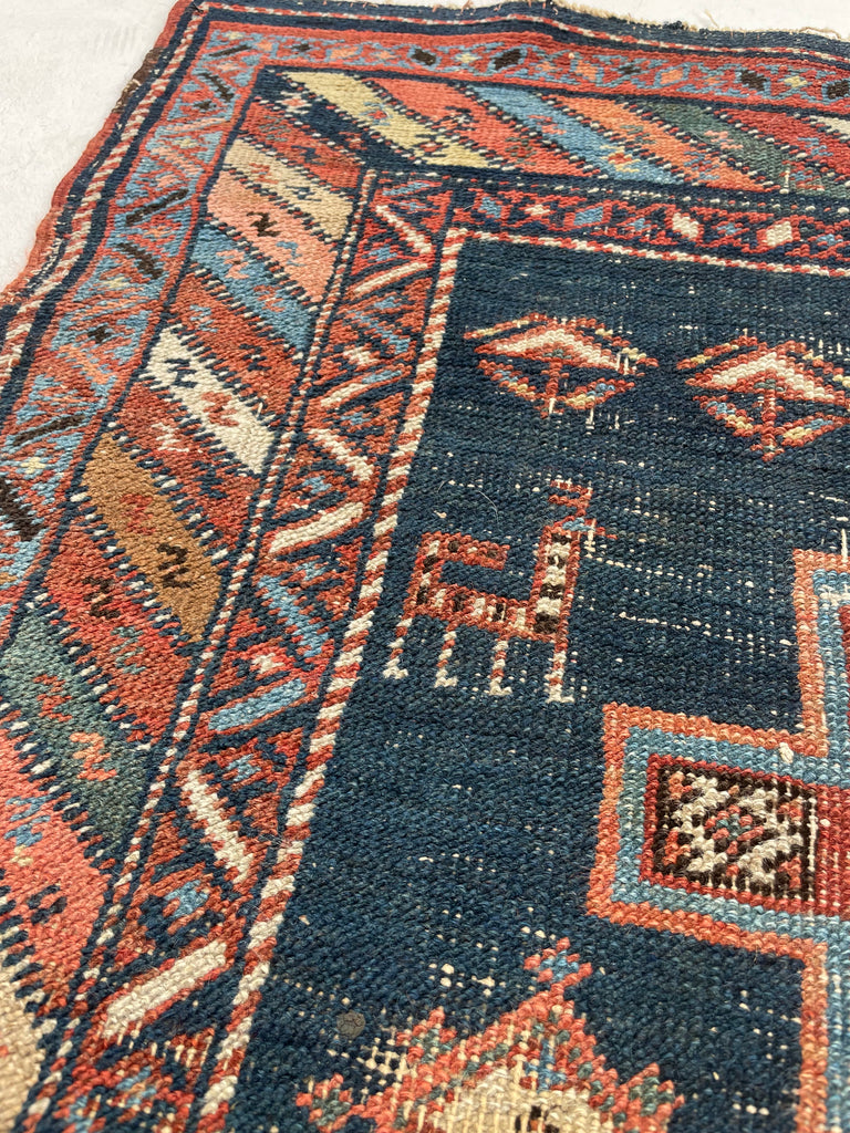 SOLD | STUNNING Moody Antique Afshar Inspired by Horse Saddle Designs | HORSE LOVER'S RUG | 3.3 x 4.4