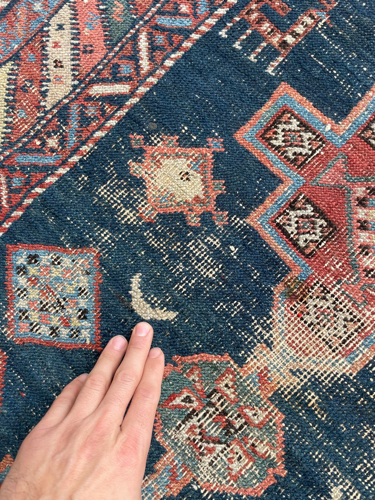 SOLD | STUNNING Moody Antique Afshar Inspired by Horse Saddle Designs | HORSE LOVER'S RUG | 3.3 x 4.4