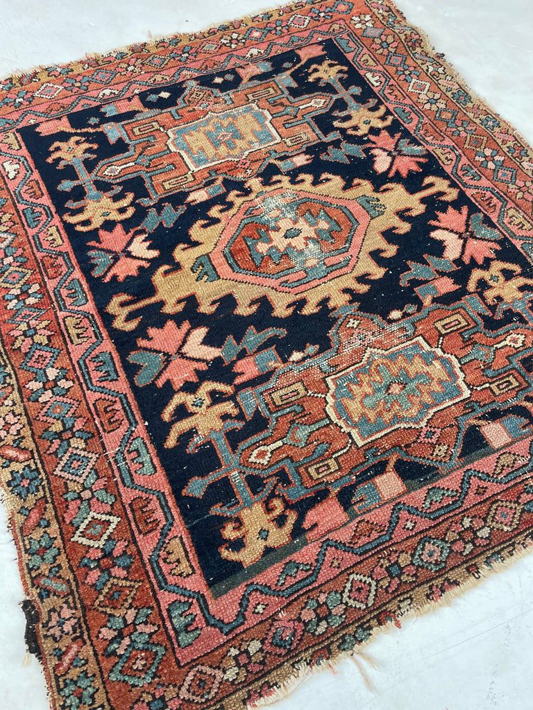 RESERVED FOR MATT*** OVERGROWN Geometric Flora & Vines Flanking Oversized Medallions | Indigo, Camel, Coral, Rose Terracotta, Teal | 3.3 x 4.4