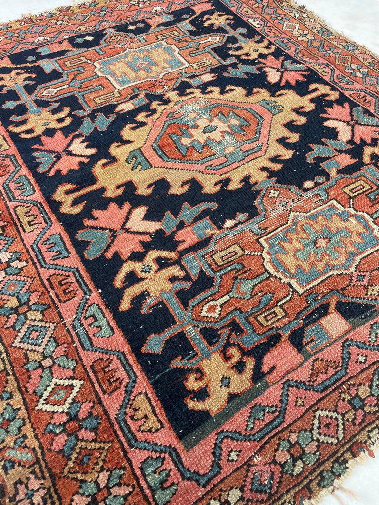 RESERVED FOR MATT*** OVERGROWN Geometric Flora & Vines Flanking Oversized Medallions | Indigo, Camel, Coral, Rose Terracotta, Teal | 3.3 x 4.4