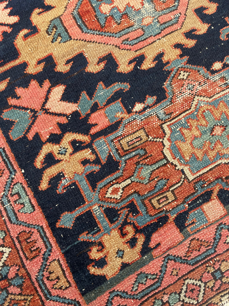 RESERVED FOR MATT*** OVERGROWN Geometric Flora & Vines Flanking Oversized Medallions | Indigo, Camel, Coral, Rose Terracotta, Teal | 3.3 x 4.4