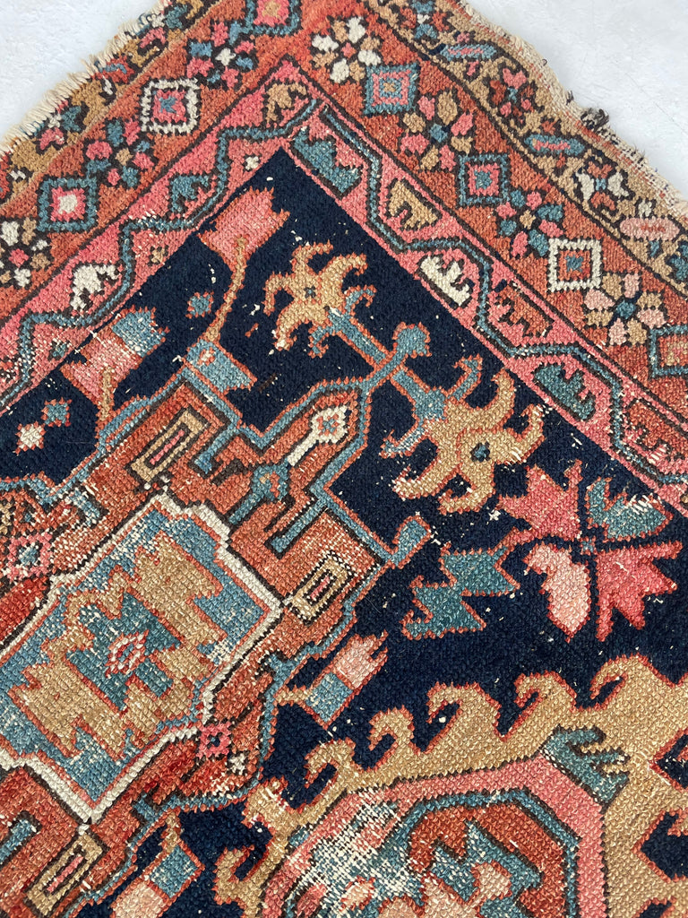 RESERVED FOR MATT*** OVERGROWN Geometric Flora & Vines Flanking Oversized Medallions | Indigo, Camel, Coral, Rose Terracotta, Teal | 3.3 x 4.4