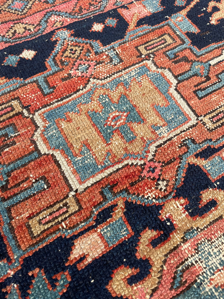RESERVED FOR MATT*** OVERGROWN Geometric Flora & Vines Flanking Oversized Medallions | Indigo, Camel, Coral, Rose Terracotta, Teal | 3.3 x 4.4