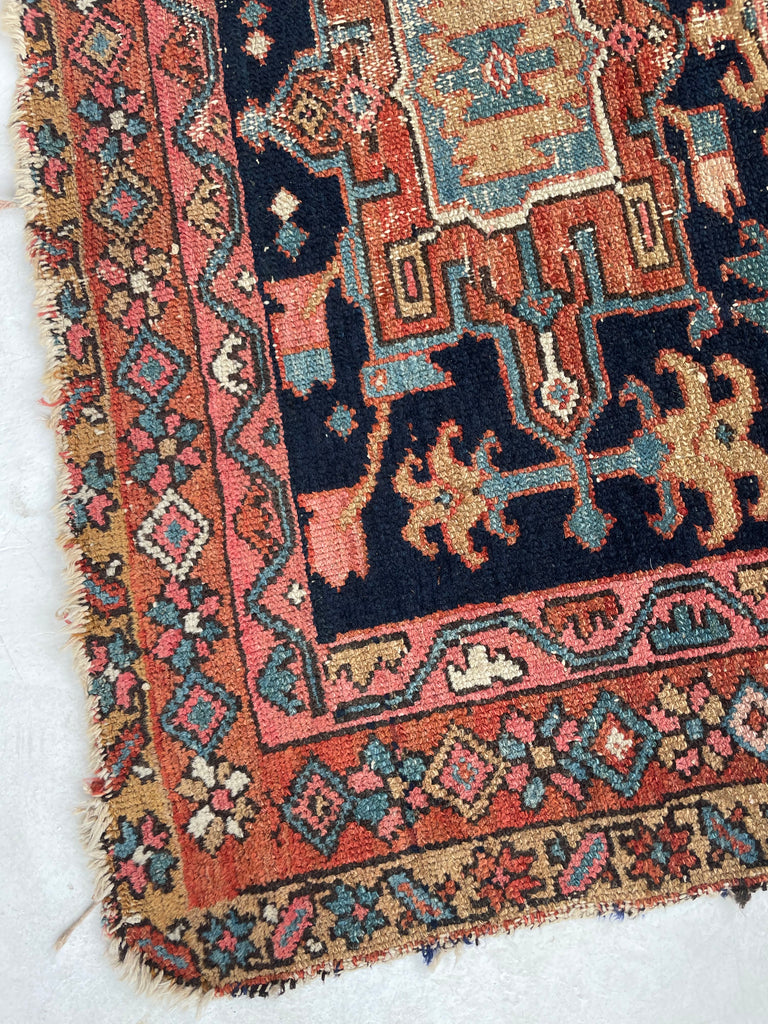 RESERVED FOR MATT*** OVERGROWN Geometric Flora & Vines Flanking Oversized Medallions | Indigo, Camel, Coral, Rose Terracotta, Teal | 3.3 x 4.4