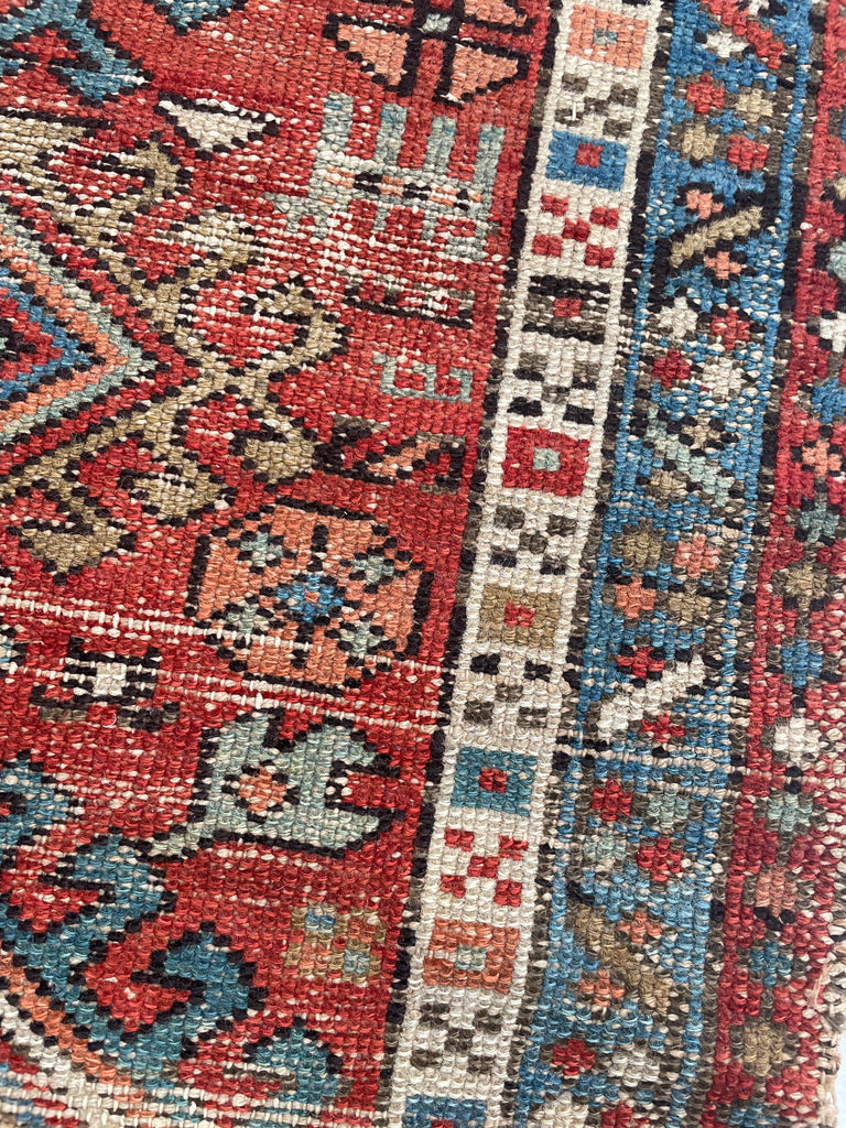 SOLD | CHARMING Antique Village Karaja Rug/Fragment | Mystical Protective Animals | 2.7 x 4.1