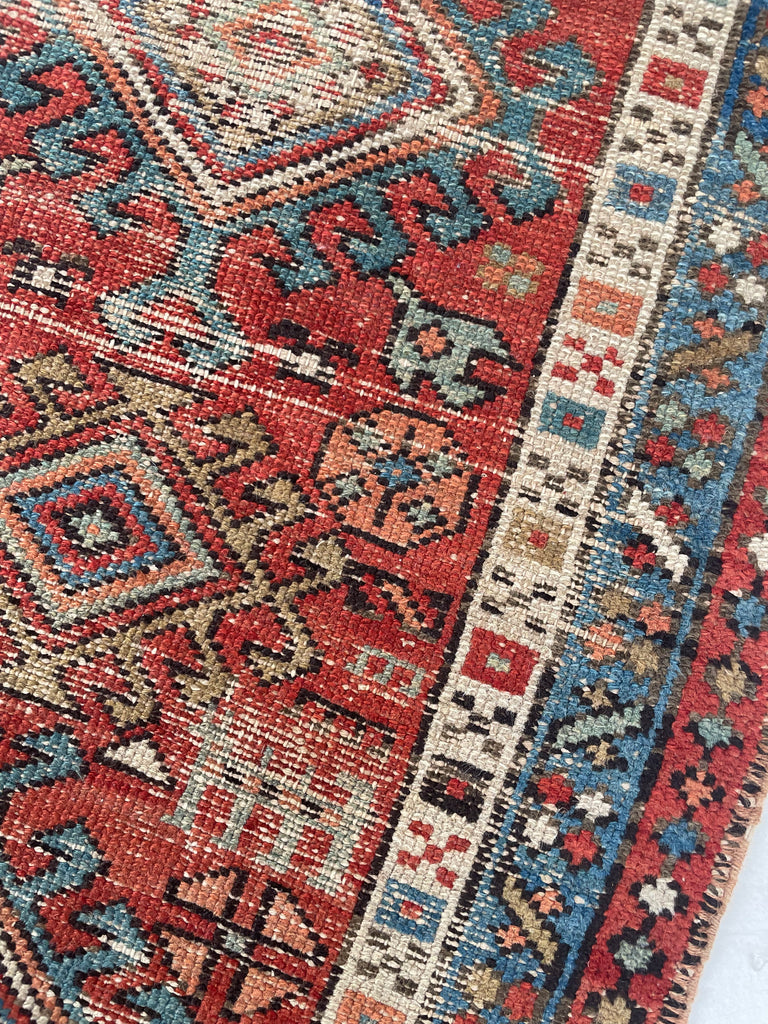 SOLD | CHARMING Antique Village Karaja Rug/Fragment | Mystical Protective Animals | 2.7 x 4.1