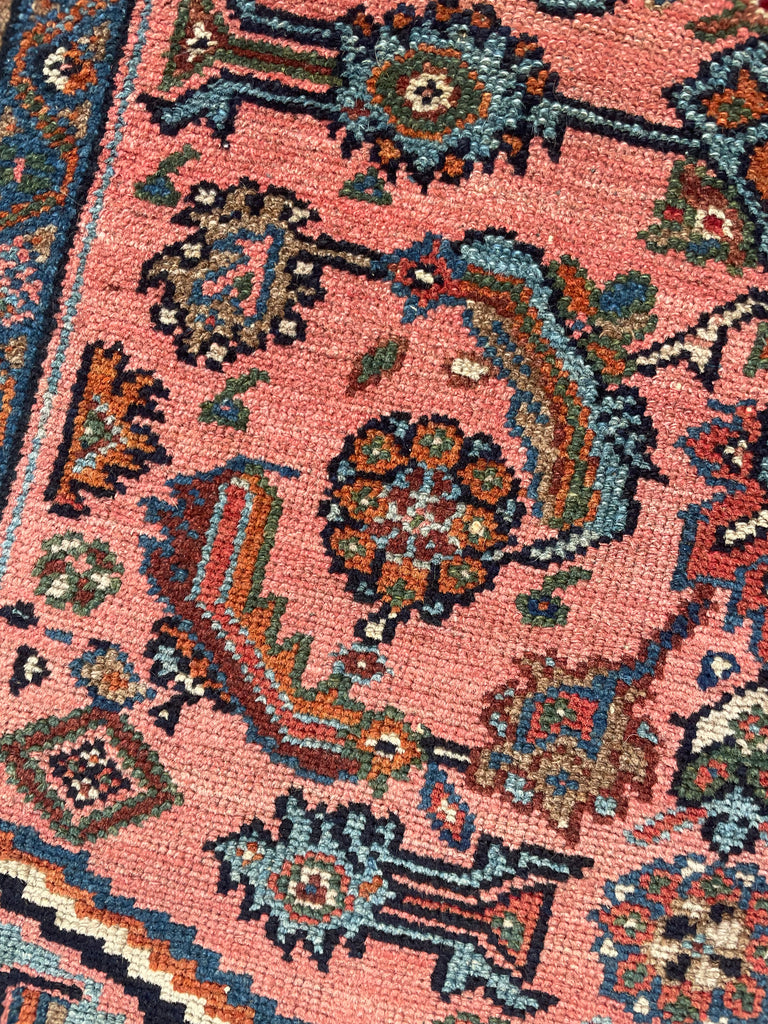 RESERVED FOR CHERI*** STUNNING Antique Hamadan Rug | Coral-Pink & Sky Blue Water Garden | 2.7 x 3.4