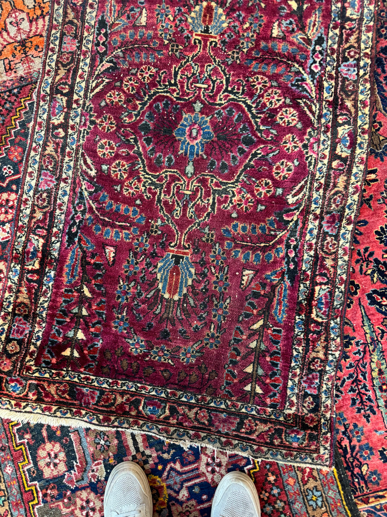 SOLD | PAINTED PERSIAN PLUM Antique Sarouk Runner | Amazing size, Gorgeous Marbling Hues | 2.8 x 9