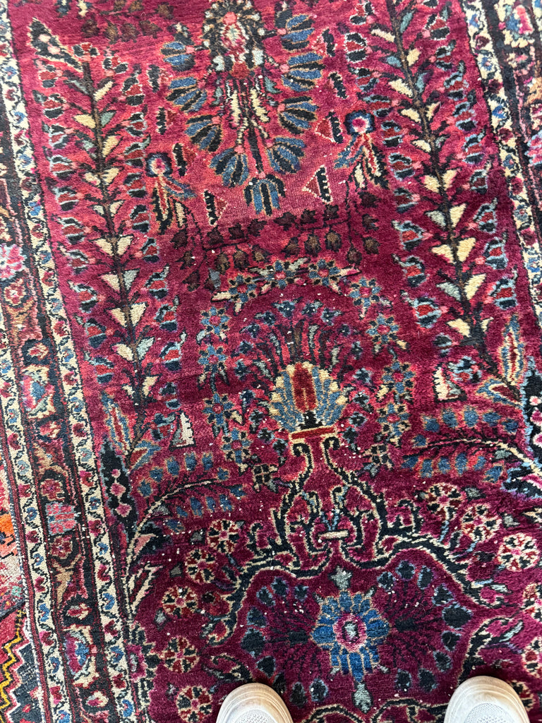 SOLD | PAINTED PERSIAN PLUM Antique Sarouk Runner | Amazing size, Gorgeous Marbling Hues | 2.8 x 9