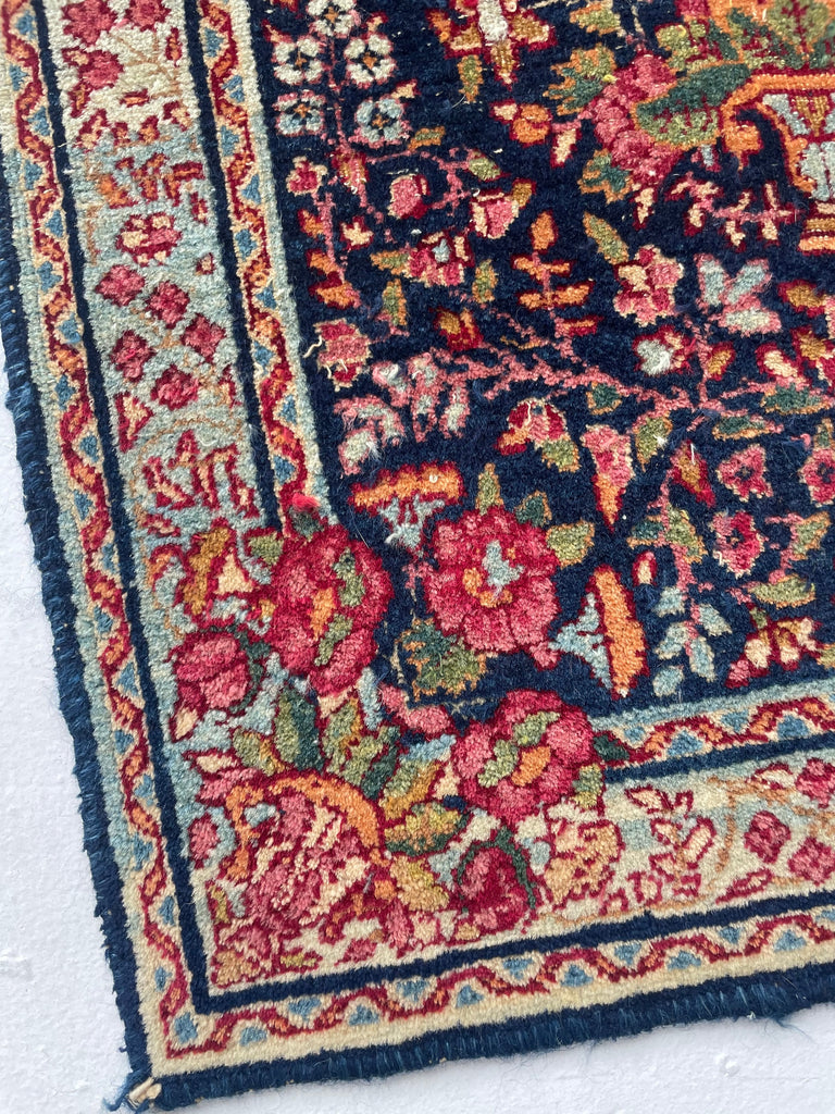 RESERVED FOR HALIE*** BOTANICAL Tree of Life Kerman Lavar Antique Rug Mat | Collector's Gem | 1.7 x 2.3