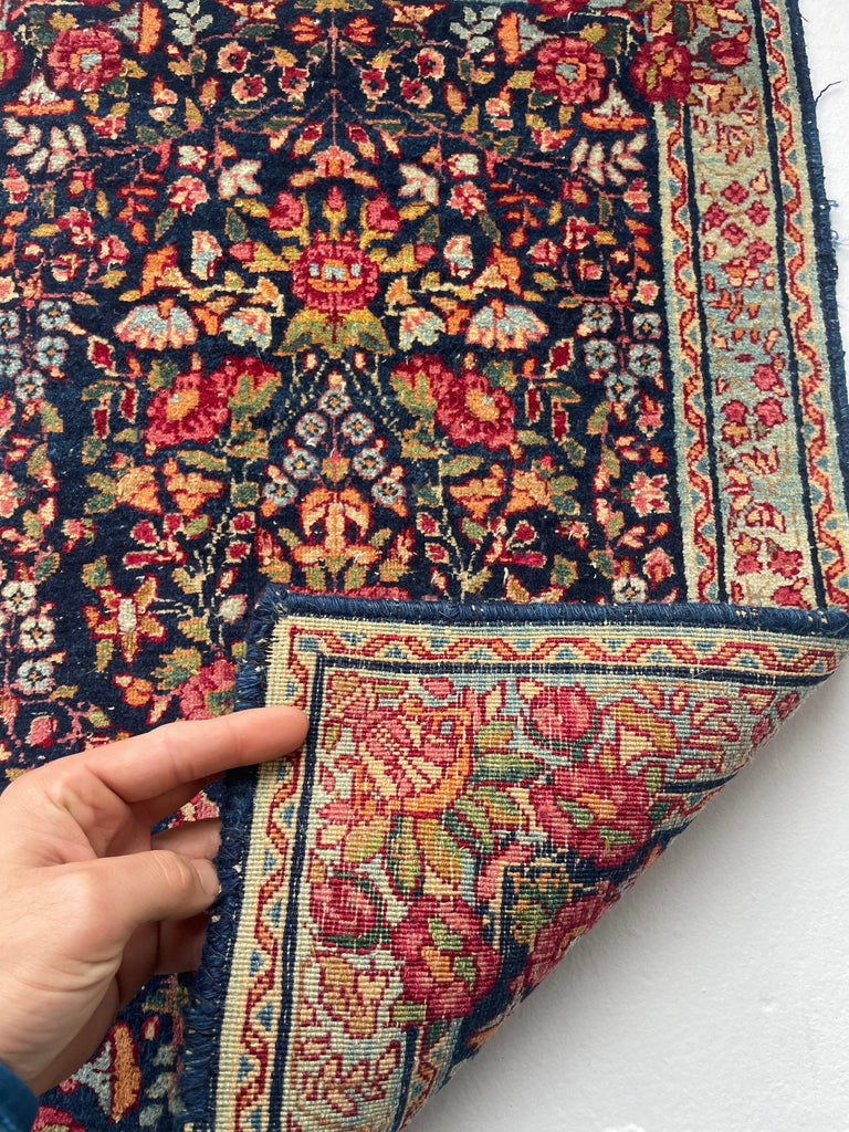 RESERVED FOR HALIE*** BOTANICAL Tree of Life Kerman Lavar Antique Rug Mat | Collector's Gem | 1.7 x 2.3