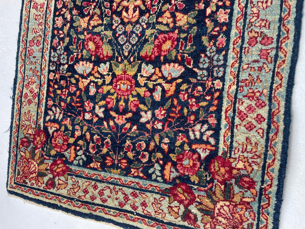 RESERVED FOR HALIE*** BOTANICAL Tree of Life Kerman Lavar Antique Rug Mat | Collector's Gem | 1.7 x 2.3