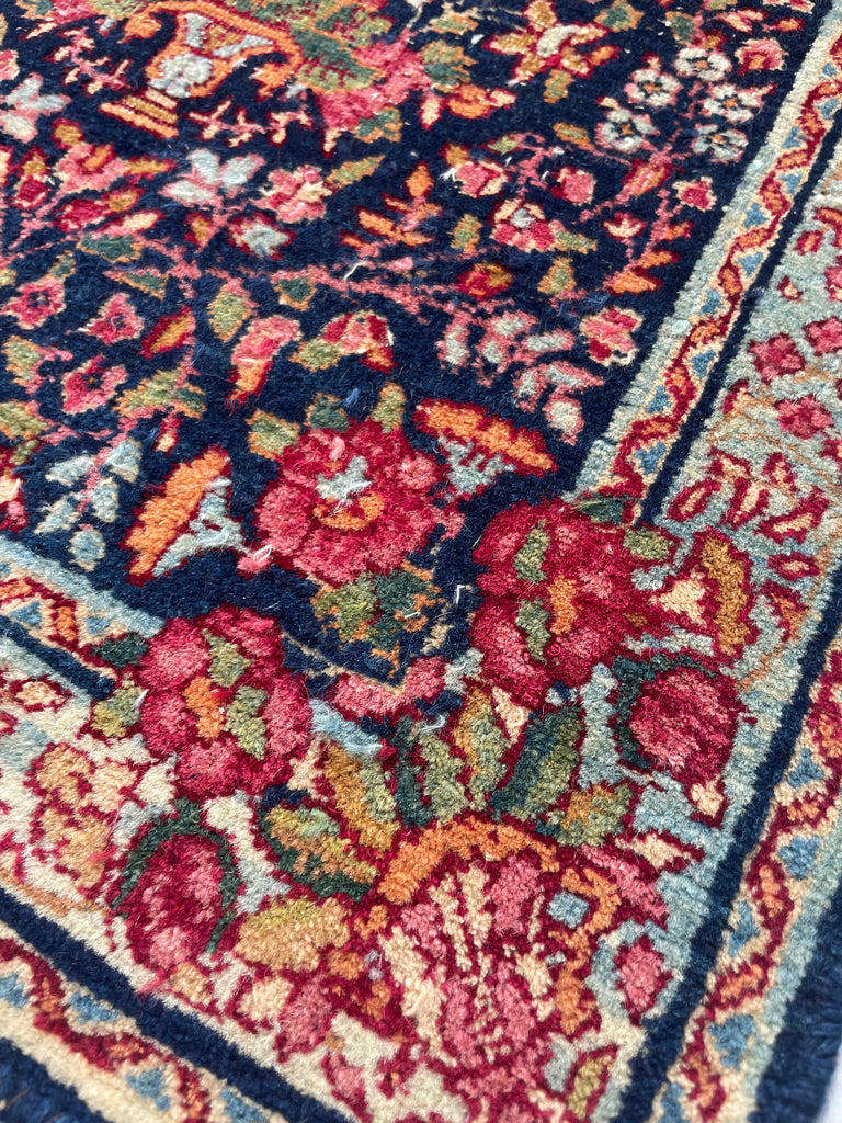 RESERVED FOR HALIE*** BOTANICAL Tree of Life Kerman Lavar Antique Rug Mat | Collector's Gem | 1.7 x 2.3