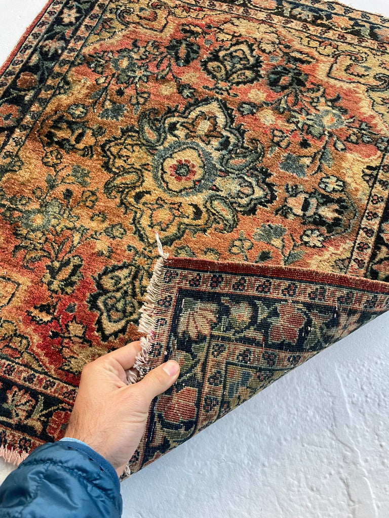Antique Muted Sarouk with Shifts of Hues | Squarish Shape | 2.2 x 2.4