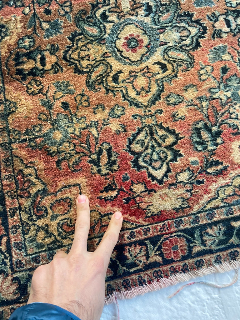 Antique Muted Sarouk with Shifts of Hues | Squarish Shape | 2.2 x 2.4