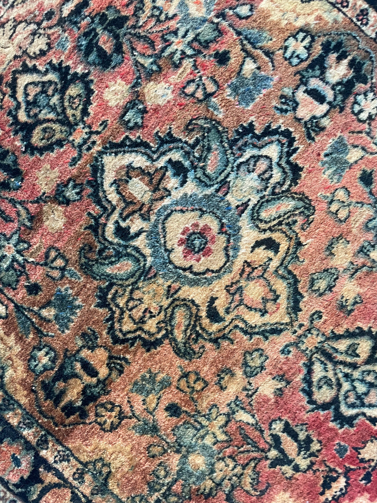 Antique Muted Sarouk with Shifts of Hues | Squarish Shape | 2.2 x 2.4