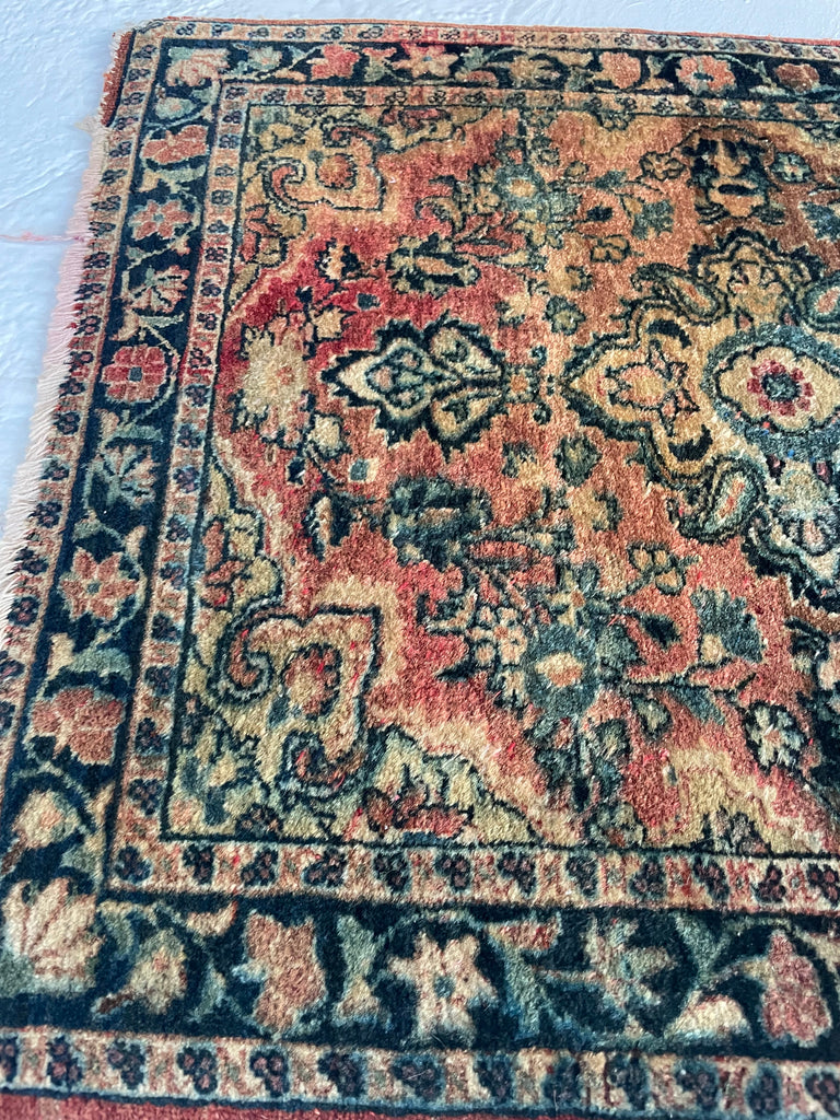 Antique Muted Sarouk with Shifts of Hues | Squarish Shape | 2.2 x 2.4