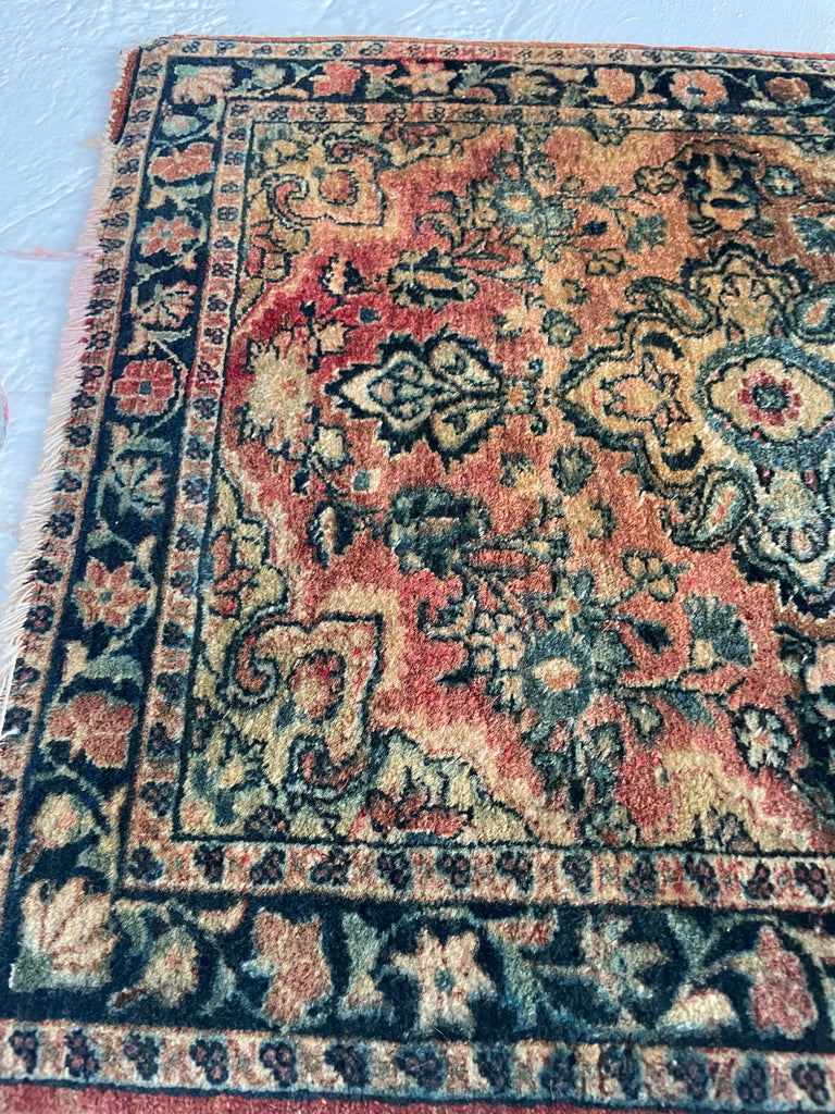 Antique Muted Sarouk with Shifts of Hues | Squarish Shape | 2.2 x 2.4