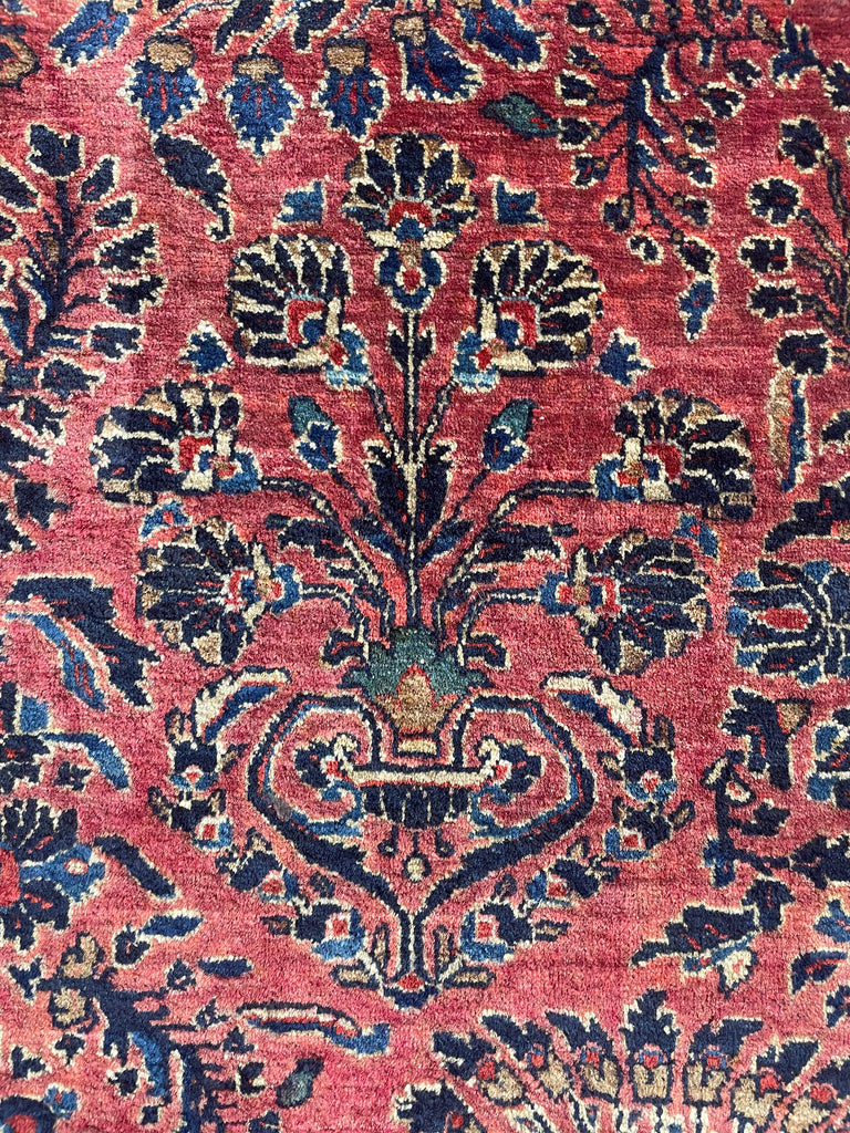 MAGNIFICENT Antique Blooming Sarouk in Lovely Coral, Berry, Blush | RARE SIZE: 6.2 x 9.1