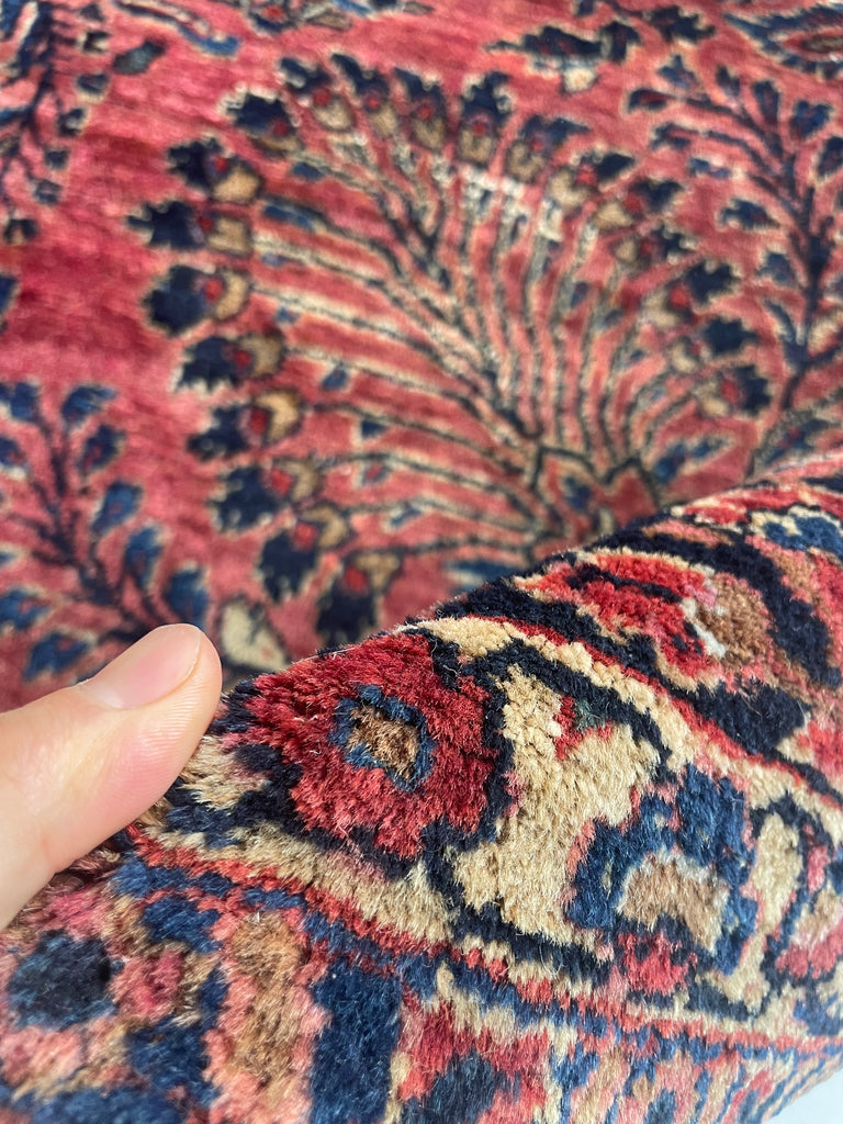 MAGNIFICENT Antique Blooming Sarouk in Lovely Coral, Berry, Blush | RARE SIZE: 6.2 x 9.1
