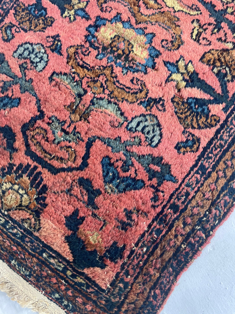 Fantastic Plush Lilihan Hamadan Sarouk with Rose, Salmon, Blush, Icy-Blues, Wheat and More | 2.8 x 4