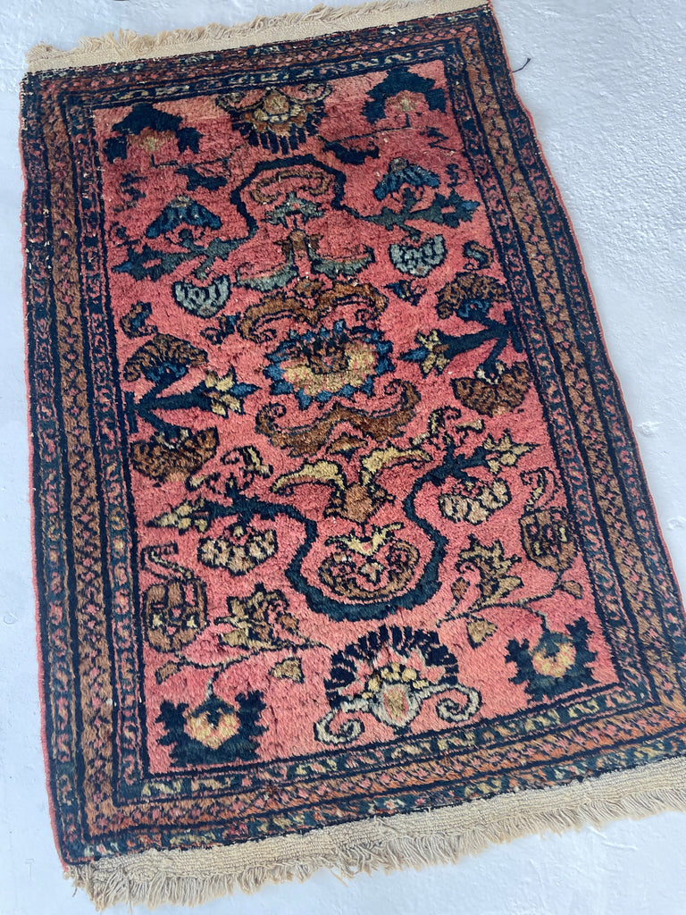 Fantastic Plush Lilihan Hamadan Sarouk with Rose, Salmon, Blush, Icy-Blues, Wheat and More | 2.8 x 4