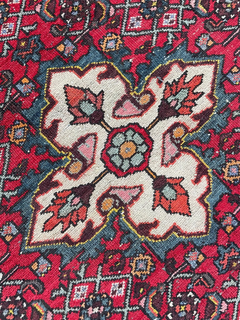 Fabulous Vintage Hamadan rug | Purple, Yellow, Teal | 3.8 x 6.9
