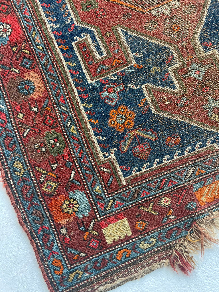 SOLD | OLD & WORN Nomadic Village Rug | Antique Kurdish Beauty | 3.5 x 5.7