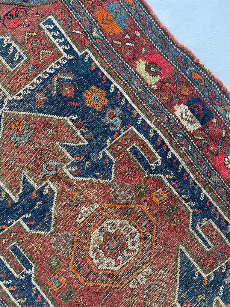 SOLD | OLD & WORN Nomadic Village Rug | Antique Kurdish Beauty | 3.5 x 5.7