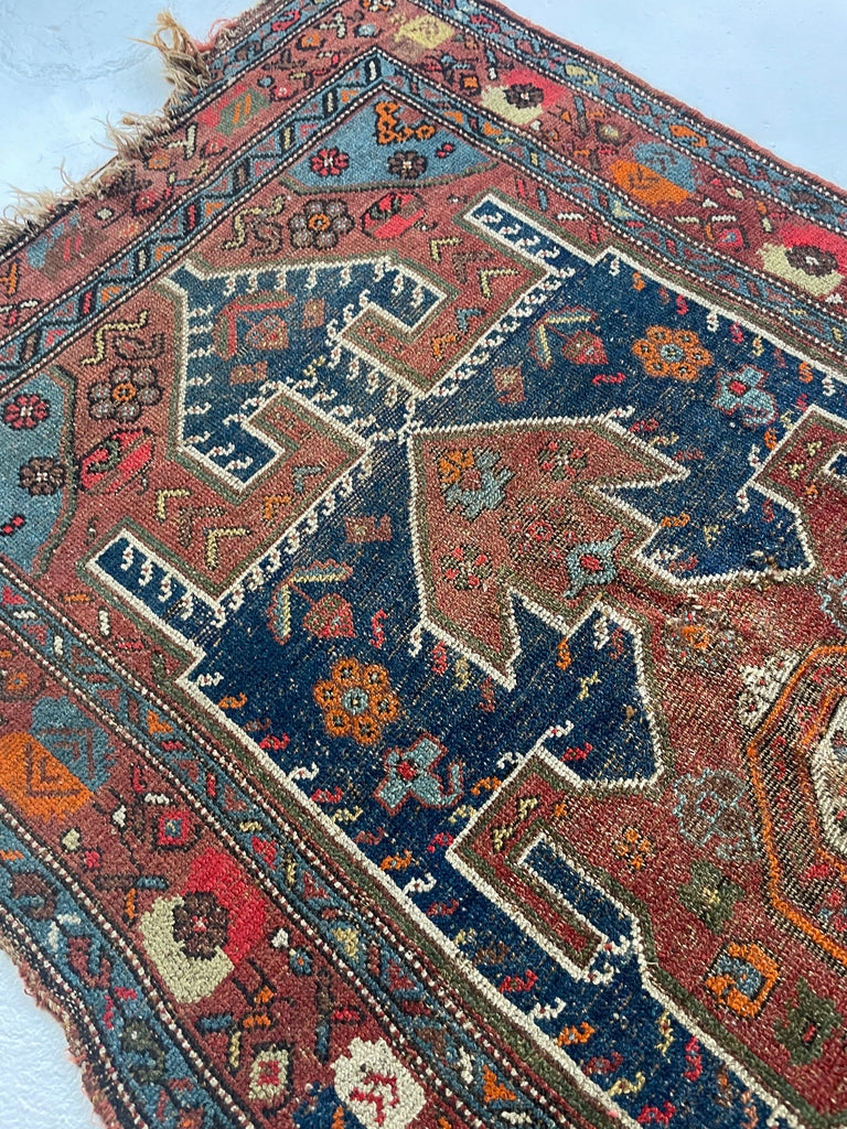 SOLD | OLD & WORN Nomadic Village Rug | Antique Kurdish Beauty | 3.5 x 5.7