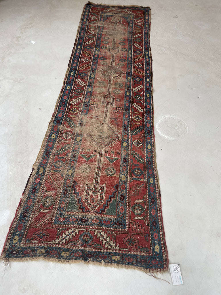 SOLD | HANDSOME Distressed Antique Northwest Persian Runner | Wool on Wool Organic BEAUTY | 2.10 x 10.2