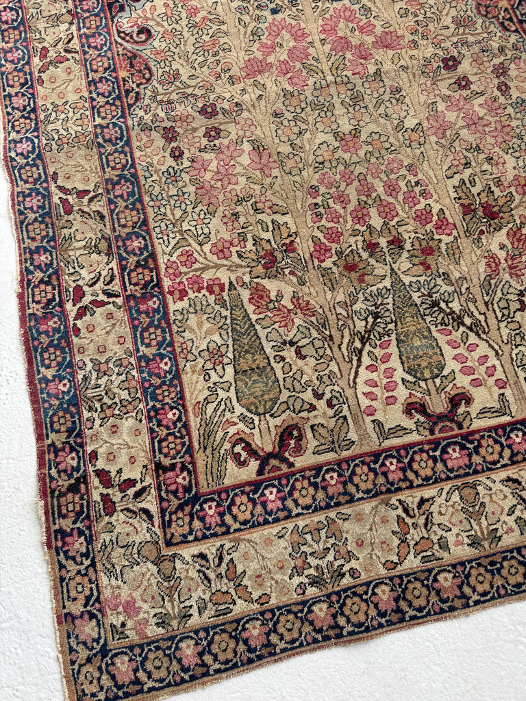 HEAVENLY Antique Kerman Tree of Life with 3 Cypress Trees | 3 Kids? This is your Rug!! | ~ 3.6 x 5.6