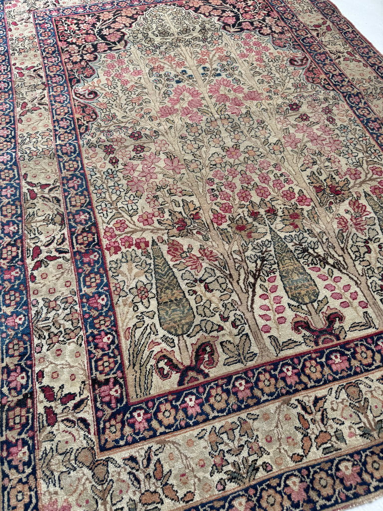 SOLD | HEAVENLY Antique Kerman Tree of Life with 3 Cypress Trees | 3 Kids? This is your Rug!! | ~ 3.6 x 5.6
