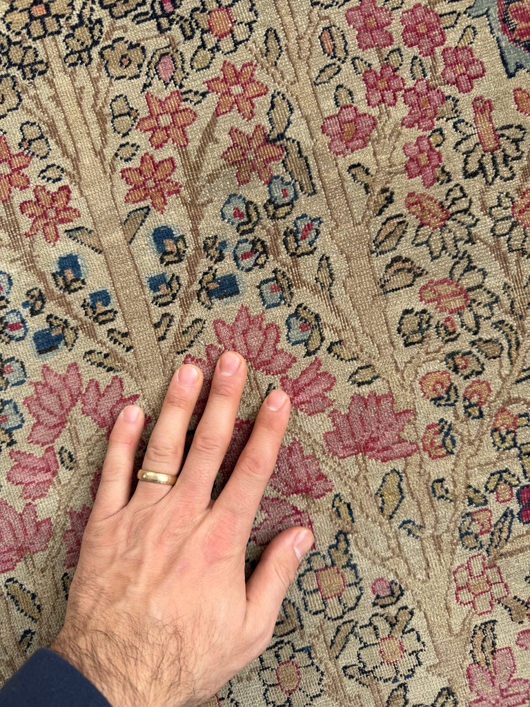 HEAVENLY Antique Kerman Tree of Life with 3 Cypress Trees | 3 Kids? This is your Rug!! | ~ 3.6 x 5.6