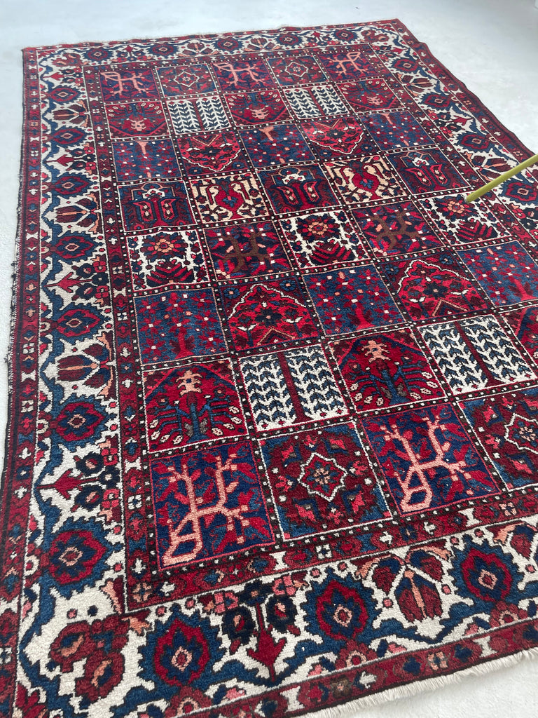 ICONIC Vintage Persian Bakhtiari "Garden Design" aka "4 Seasons Rug" | 7 x 10.2