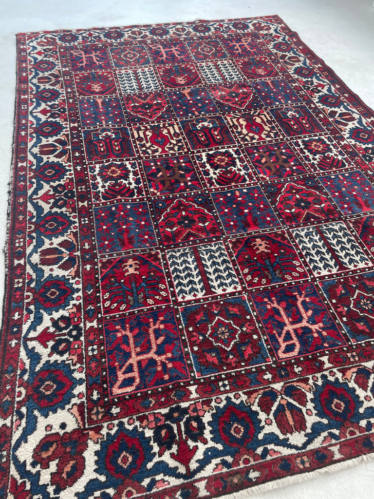 ICONIC Vintage Persian Bakhtiari "Garden Design" aka "4 Seasons Rug" | 7 x 10.2