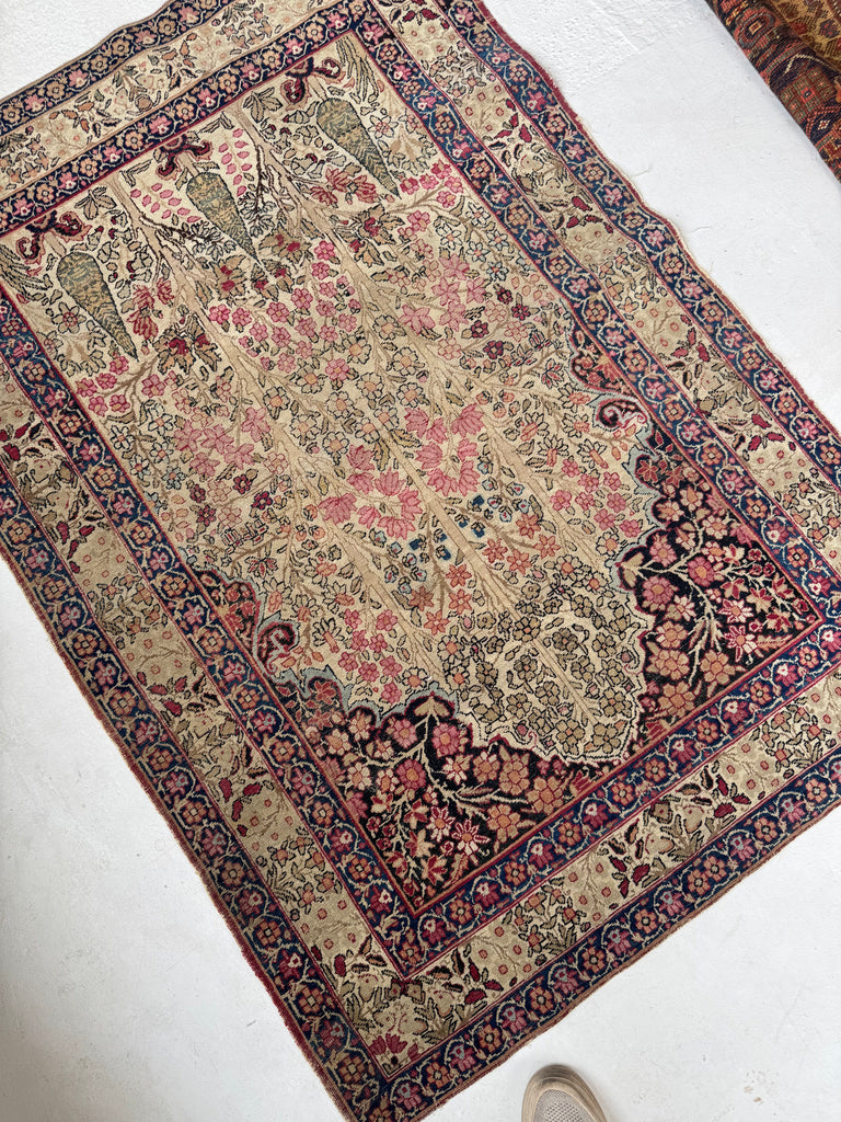 HEAVENLY Antique Kerman Tree of Life with 3 Cypress Trees | 3 Kids? This is your Rug!! | ~ 3.6 x 5.6