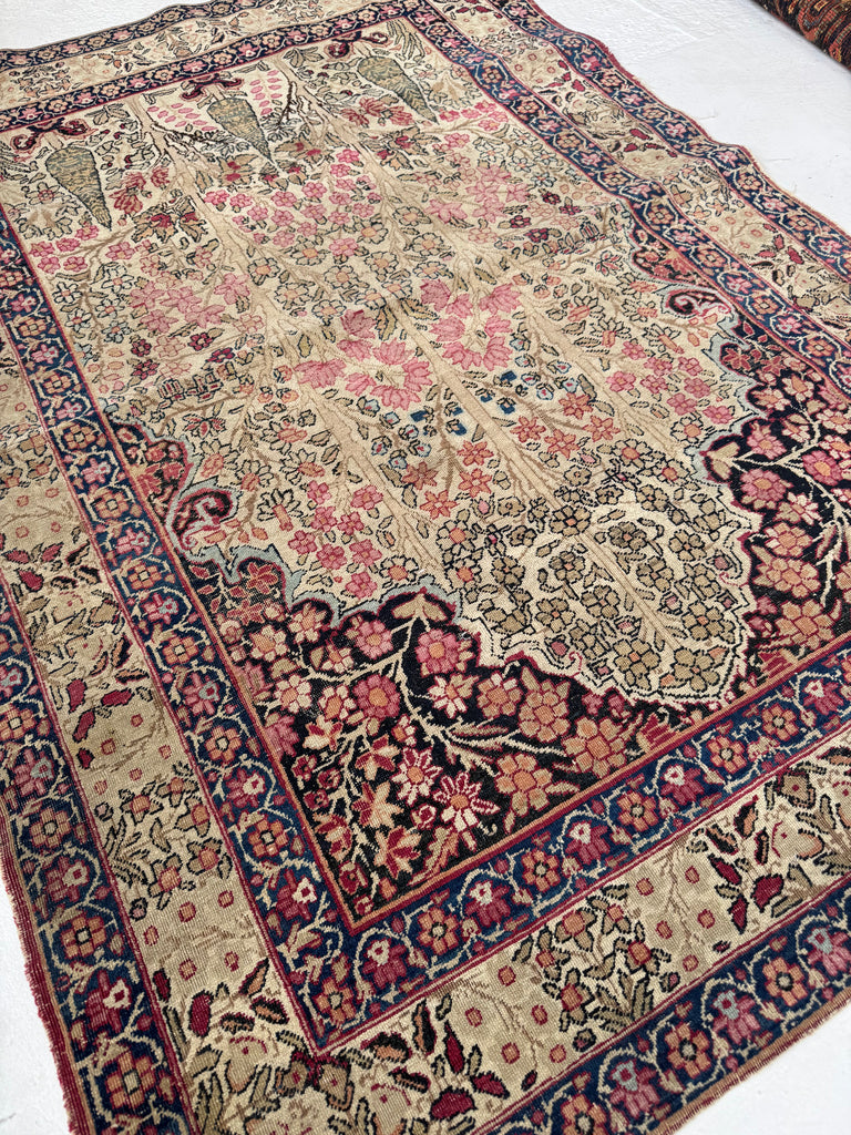 HEAVENLY Antique Kerman Tree of Life with 3 Cypress Trees | 3 Kids? This is your Rug!! | ~ 3.6 x 5.6