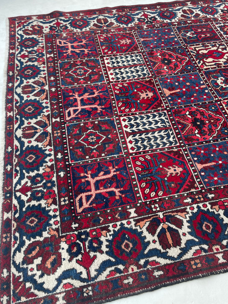 ICONIC Vintage Persian Bakhtiari "Garden Design" aka "4 Seasons Rug" | 7 x 10.2