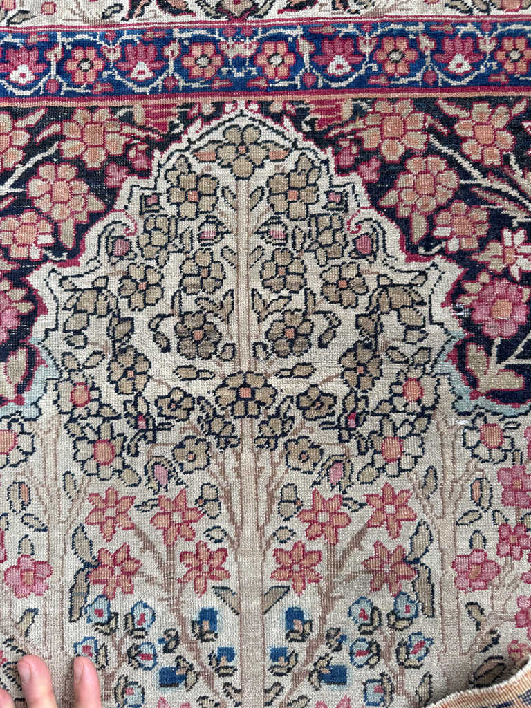 HEAVENLY Antique Kerman Tree of Life with 3 Cypress Trees | 3 Kids? This is your Rug!! | ~ 3.6 x 5.6