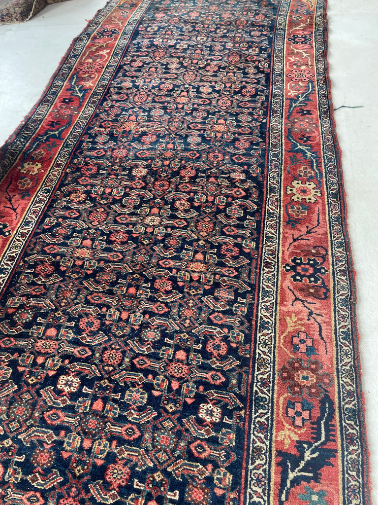 20 FEET LONG!! Gorgeous Antique Halvai Bidjar with Growing Vine Border | 4 x 20.3