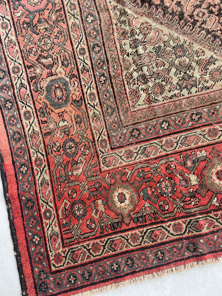 GORGEOUS Large & Muted Antique Persian Kurd-Malayer | Charcoal, Purple, Taupe, Grey, Moss, Rust, More | ~ 11 x 14