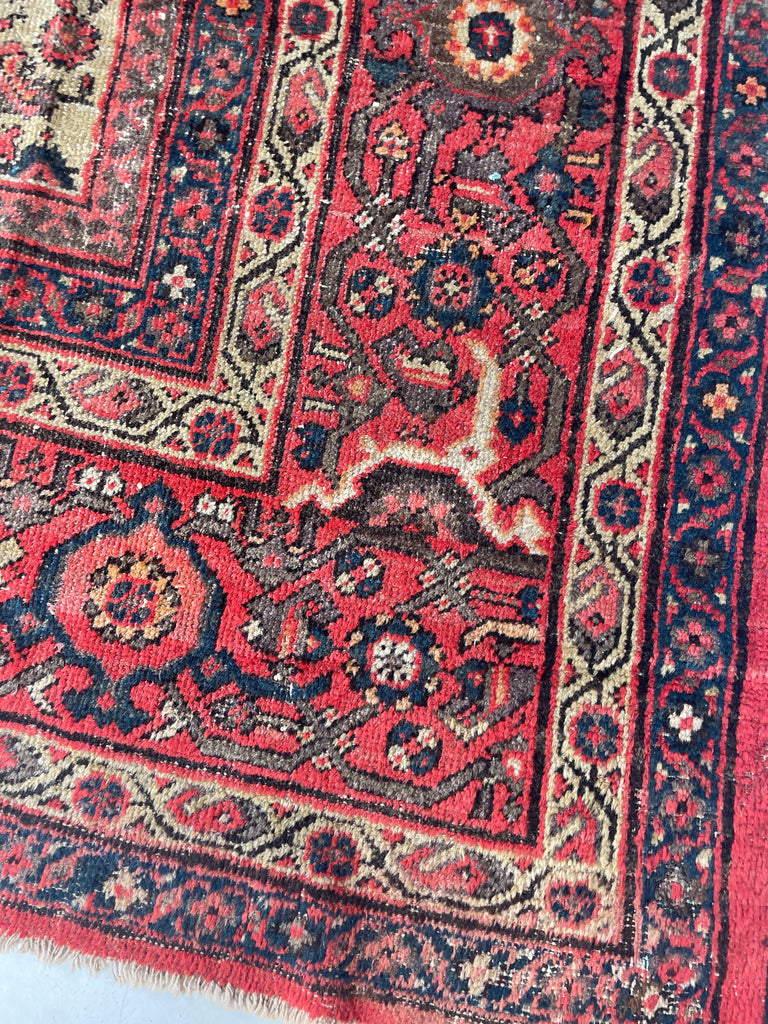 GORGEOUS Large & Muted Antique Persian Kurd-Malayer | Charcoal, Purple, Taupe, Grey, Moss, Rust, More | ~ 11 x 14