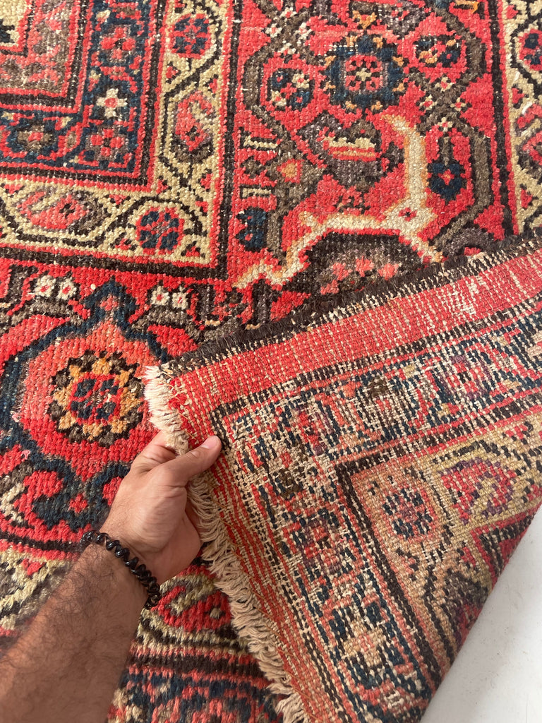GORGEOUS Large & Muted Antique Persian Kurd-Malayer | Charcoal, Purple, Taupe, Grey, Moss, Rust, More | ~ 11 x 14