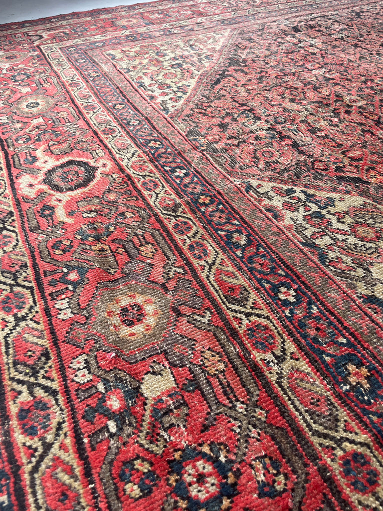 GORGEOUS Large & Muted Antique Persian Kurd-Malayer | Charcoal, Purple, Taupe, Grey, Moss, Rust, More | ~ 11 x 14